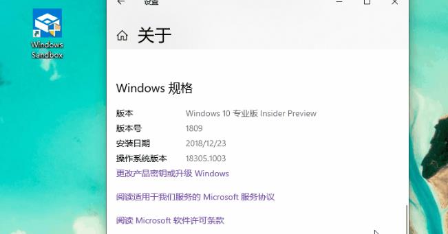 Windows 10 19H1 Build 18305.1003沙盒无法运行