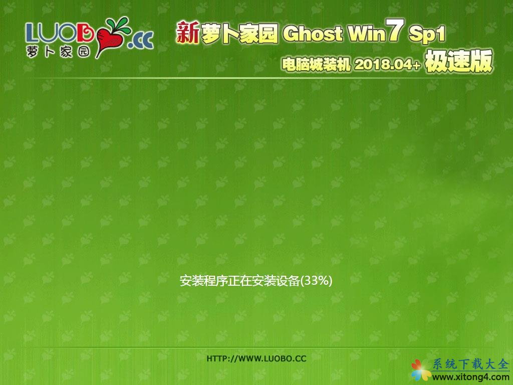 新萝卜家园GhostWin7 SP1电脑城极速装机版v2018.04+(32位)