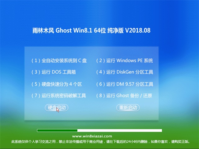 雨林木风Ghost Win8.1 64位 快速纯净版v201808(免激活)