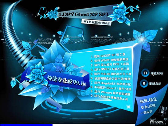 《LDPY Ghost XP SP3 快速专业版 V9.1》（DVD版）NTFS 零度飘逸 下载