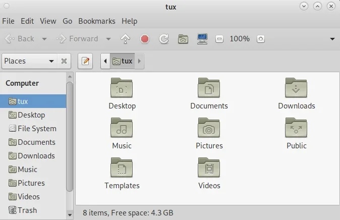 Image of theCaja file manager.