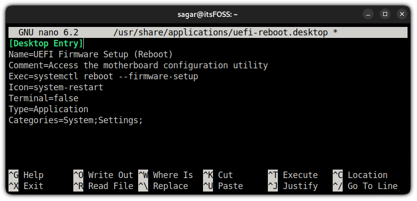 create a desktop shortcut to boot into uefi settings
