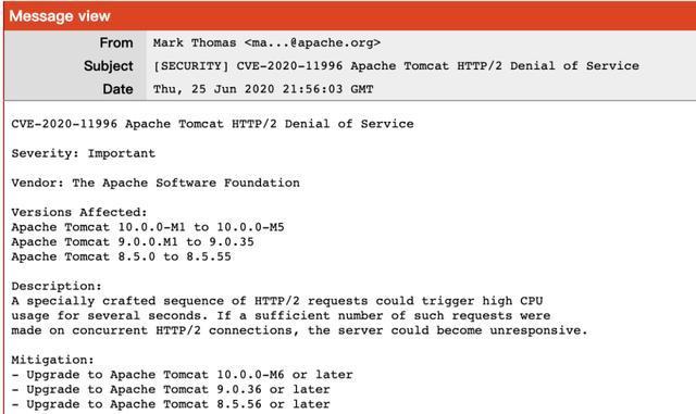 Tomcat爆出安全漏洞！SpringCloud/Boot框架多个版本受影响