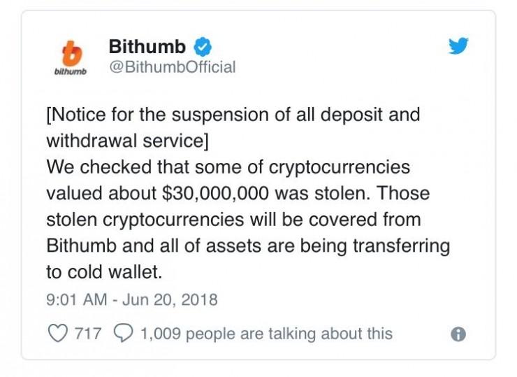 为什么受伤的总是我？ 又一数字货币交易所 Bithumb被黑客偷走3000万美元