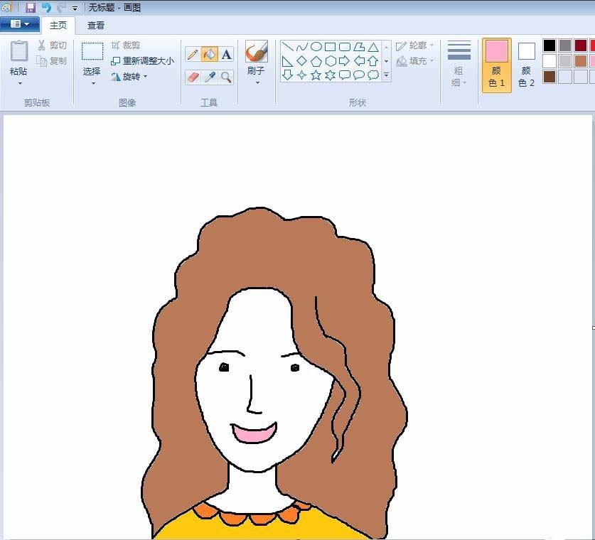 windows画图工具怎么画女孩头像?