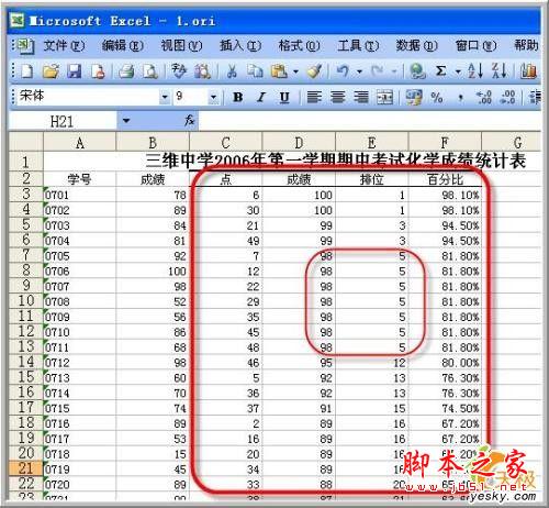 用Excel做数据说明:排位与百分比