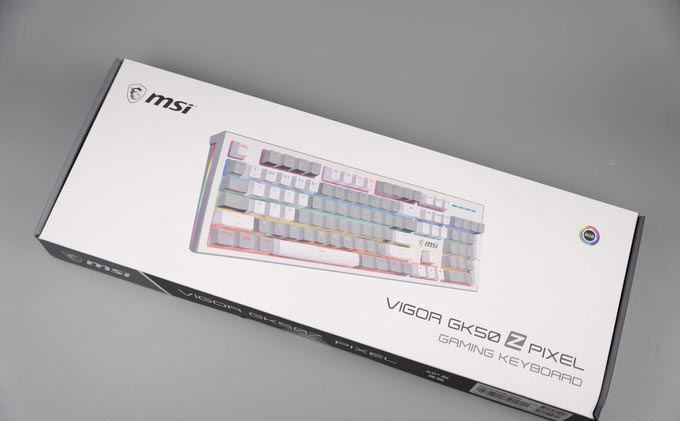 微星GK50Z PIXEL键盘怎么样?微星GK50Z PIXEL 60度灰青轴键盘开箱测评