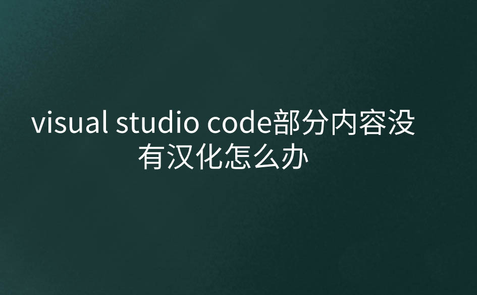 vscode没有完全汉化怎么办? vs code部分内容没汉化的解决办法