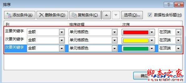 把Excel2013表格按照单元格颜色进行排序